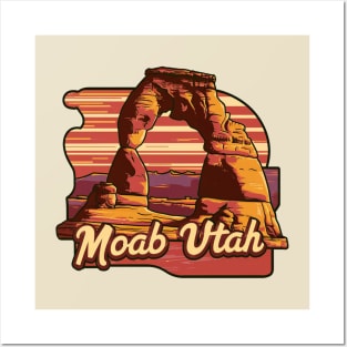 Moab Utah Arches Vintage Sunset Posters and Art